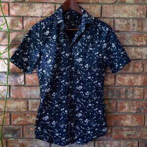 H&M floral short-sleeve shirt in navy
